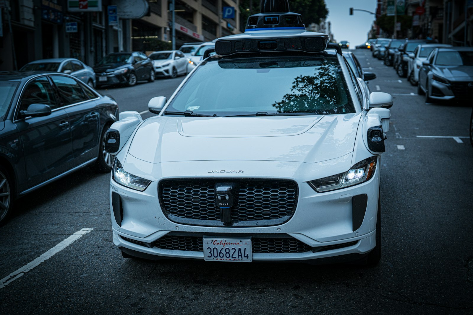 Self-driving car on a city street